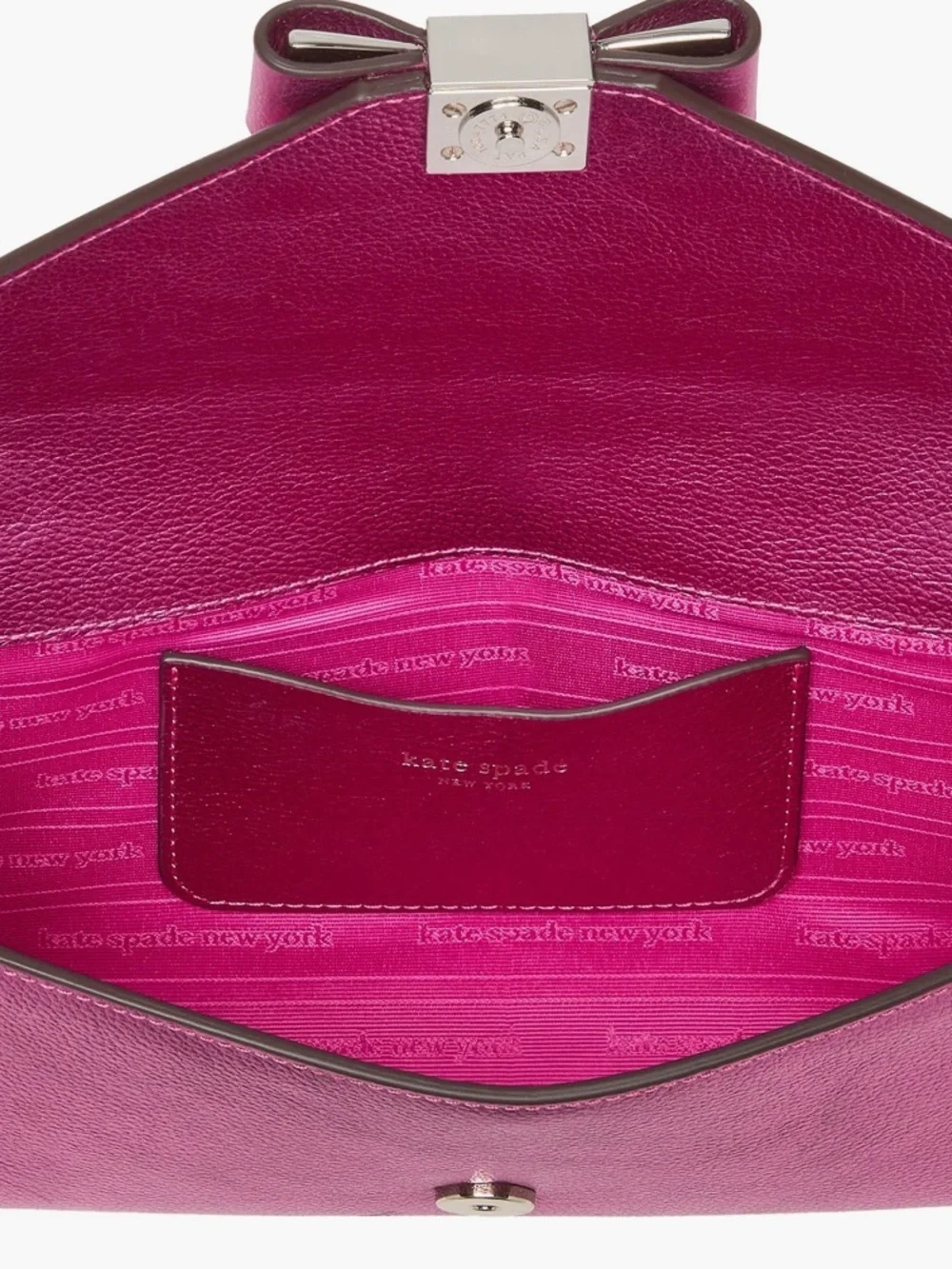 Kate Spade Morgan Bow Metallic Envelope Flap Crossbody and dust bag NWT